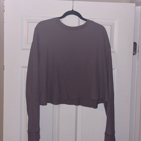 Wild Fable Tops - Wild Fable Cropped Waffle Knit Long -Sleeve Purple Top - Size Large